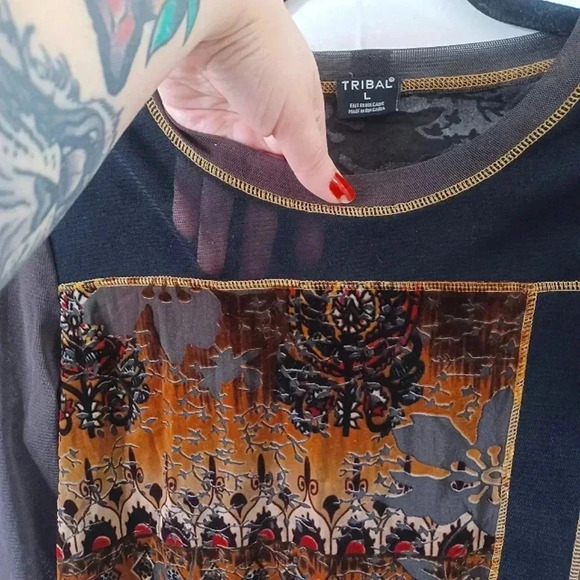Tribal Brand Velvet + Mesh Top - Picture 7 of 7